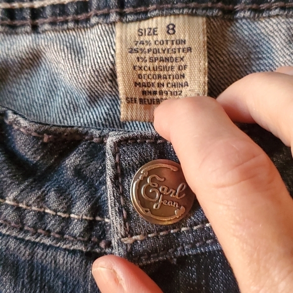 Earl Jeans Embellished Pockets Sz. 8 Blue Jeans - Picture 8 of 12